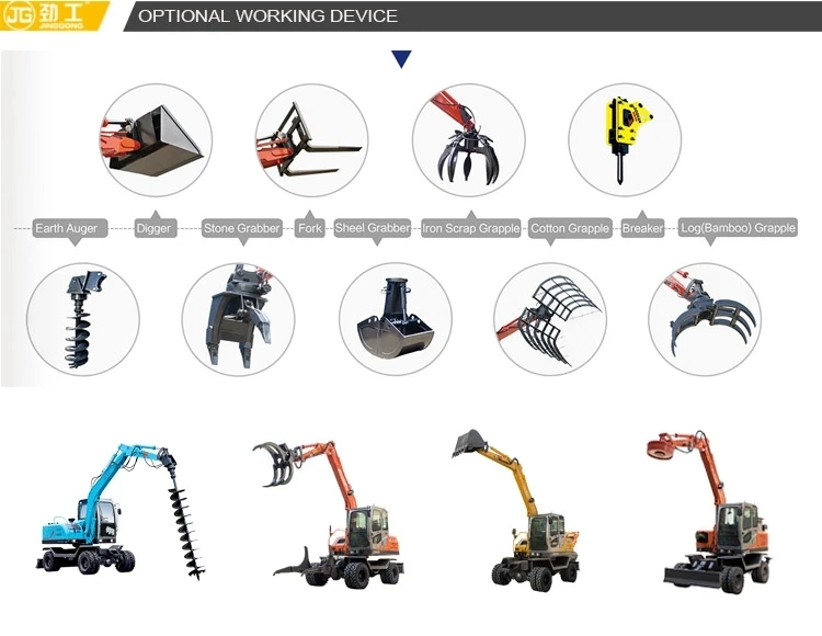 Jinggong 7 Tons Log Grapple Loader Excavator for Sale