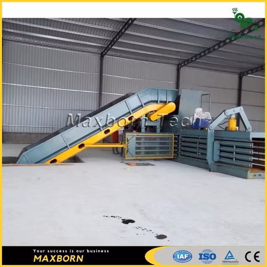Maxborn Automatische horizontale hydraulische Doppel-RAM-Ballenpresse/hydraulische Ballenpresse für Karton, Karton, Kunststoff und Stroh