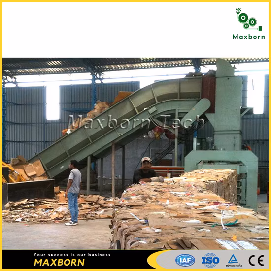 Maxborn Automatische horizontale hydraulische Dual-RAM-Ballenpresse/hydraulische Ballenpresse für Karton, Karton, Kunststoff und Stroh